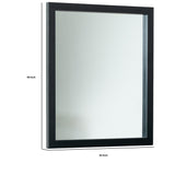 Benzara Rectangular Wooden Wall Mirror with Mounting Hardware, Black BM233593 Black Veneer and Mirror BM233593