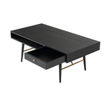 Benzara 1 Drawer Wooden Coffee Table with 2 Open Compartments, Black BM233597 Black Solid wood, Metal BM233597