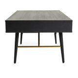 Benzara 1 Drawer Wooden Coffee Table with 2 Open Compartments, Black BM233597 Black Solid wood, Metal BM233597