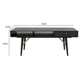 Benzara 1 Drawer Wooden Coffee Table with 2 Open Compartments, Black BM233597 Black Solid wood, Metal BM233597