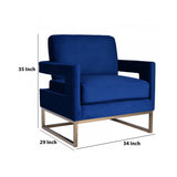 Benzara Fabric Accent Chair with Metal Frame Support, Blue BM233601 Blue Fabric, Metal BM233601