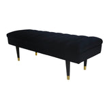 Benzara Fabric Bench with Vertically Stitched Channels, Black BM233605 Black Fabric, Metal BM233605