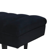 Benzara Fabric Bench with Vertically Stitched Channels, Black BM233605 Black Fabric, Metal BM233605