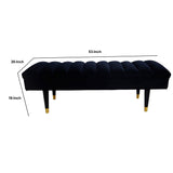 Benzara Fabric Bench with Vertically Stitched Channels, Black BM233605 Black Fabric, Metal BM233605