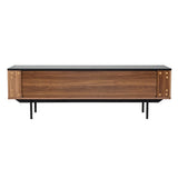 Benzara 63 Inch Wooden TV Stand with Grooved Front, Brown and Gray BM233614 Brown, Gray Solid Wood BM233614