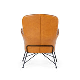 Benzara Leatherette Accent Chair with Metal Frame, Brown BM233626 Brown Leatherette, Metal BM233626