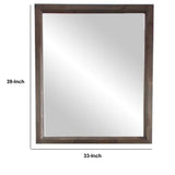 Benzara 33 Inch Rectangular Mid Century Modern Mirror, Brown and Silver BM233634 Brown, Silver Solid Wood, Mirror BM233634