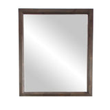 Benzara 33 Inch Rectangular Mid Century Modern Mirror, Brown and Silver BM233634 Brown, Silver Solid Wood, Mirror BM233634