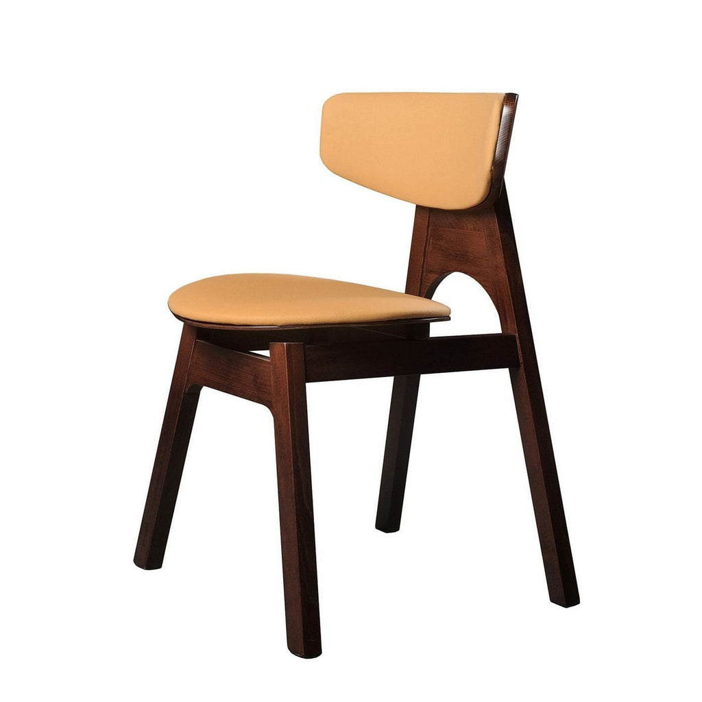 Benzara Wooden and Fabric Dining Chair, Set of 2, Orange and Brown BM233641 Brown and Orange Solid Wood and Fabric BM233641