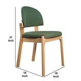 Benzara Wooden and Fabric Dining Chair, Set of 2, Brown and Green BM233645 Brown and Green Solid Wood and Fabric BM233645