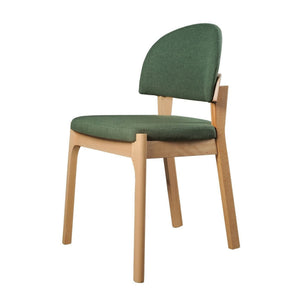 Benzara Wooden and Fabric Dining Chair, Set of 2, Brown and Green BM233645 Brown and Green Solid Wood and Fabric BM233645