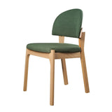 Benzara Wooden and Fabric Dining Chair, Set of 2, Brown and Green BM233645 Brown and Green Solid Wood and Fabric BM233645