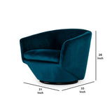 Benzara 28 Inch Fabric Accent Chair with Swivel Mechanism, Blue BM233647 Blue Solid Wood, Metal and Fabric BM233647