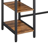 Benzara 54 Inches Metal Frame Computer Desk with 4 Shelves, Brown and Black BM233670 Brown and Black Particleboard and Metal BM233670