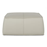 Benzara 47 Inch Square Leatherette Ottoman, light Gray BM233683 Gray Solid Wood, Metal and Leatherette BM233683