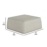 Benzara 47 Inch Square Leatherette Ottoman, light Gray BM233683 Gray Solid Wood, Metal and Leatherette BM233683