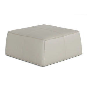 Benzara 47 Inch Square Leatherette Ottoman, light Gray BM233683 Gray Solid Wood, Metal and Leatherette BM233683