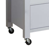 Benzara 2 Drawer Wooden Kitchen Cart with Casters and 1 Open Shelf, White BM233695 White MDF, Composite Board BM233695