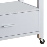 Benzara 2 Drawer Wooden Kitchen Cart with Casters and 1 Open Shelf, White BM233695 White MDF, Composite Board BM233695