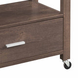 Benzara 2 Drawer Wooden Kitchen Cart with Casters and 1 Open Shelf, Brown BM233697 Brown MDF, Composite Board BM233697