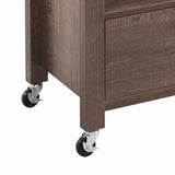 Benzara 2 Drawer Wooden Kitchen Cart with Casters and 1 Open Shelf, Brown BM233697 Brown MDF, Composite Board BM233697