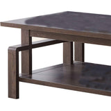 Benzara Wooden Coffee Table with 1 Open Shelf and Inverted U Shaped Accent, Brown BM233702 Brown MDF, Composite Board BM233702