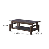 Benzara Wooden Coffee Table with 1 Open Shelf and Inverted U Shaped Accent, Brown BM233702 Brown MDF, Composite Board BM233702