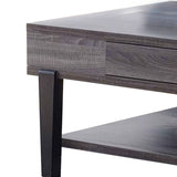 Benzara 1 Drawer Wooden Coffee Table with 1 Open Shelf, Distressed Gray BM233706 Gray MDF, Composite Board BM233706