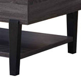 Benzara 1 Drawer Wooden Coffee Table with 1 Open Shelf, Distressed Gray BM233706 Gray MDF, Composite Board BM233706