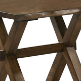 Benzara 20 Inch Wooden End Table with X Shaped Legs, Brown BM233759 Brown Solid Wood BM233759