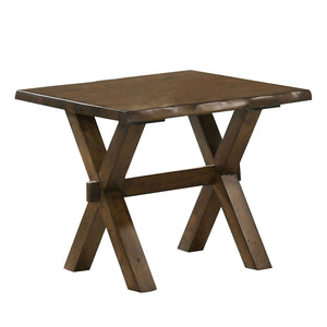 Benzara 20 Inch Wooden End Table with X Shaped Legs, Brown BM233759 Brown Solid Wood BM233759