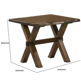 Benzara 20 Inch Wooden End Table with X Shaped Legs, Brown BM233759 Brown Solid Wood BM233759