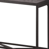 Benzara 30 Inch Metal Sofa Table with Faux Slate Top, Gray and Black BM233760 Gray and Black Metal and Faux Slate BM233760