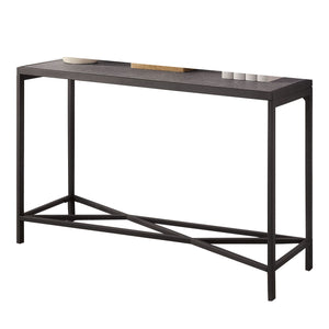 Benzara 30 Inch Metal Sofa Table with Faux Slate Top, Gray and Black BM233760 Gray and Black Metal and Faux Slate BM233760