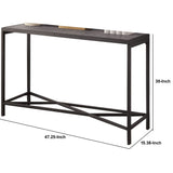 Benzara 30 Inch Metal Sofa Table with Faux Slate Top, Gray and Black BM233760 Gray and Black Metal and Faux Slate BM233760