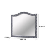 Benzara 38 Inch Fabric Padded Frame Mirror with Button Tufting, Gray BM233763 Gray Solid Wood, Fabric and Mirror BM233763