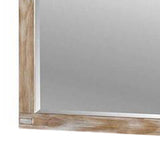 Benzara 38 Inch Mirror with Rectangular Wooden Frame, Brown BM233764 Brown Solid Wood, Veneer, and Mirror BM233764