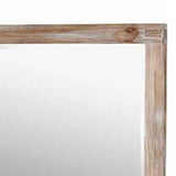 Benzara 38 Inch Mirror with Rectangular Wooden Frame, Brown BM233764 Brown Solid Wood, Veneer, and Mirror BM233764