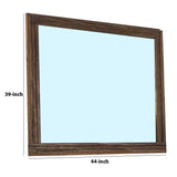 Benzara 39 Inch Mirror with Rectangular Wooden Frame, Brown BM233765 Brown Solid Wood and Mirror BM233765