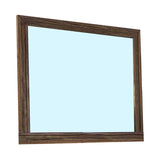 Benzara 39 Inch Mirror with Rectangular Wooden Frame, Brown BM233765 Brown Solid Wood and Mirror BM233765