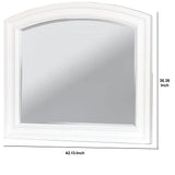 Benzara 36 Inch Wooden Frame Mirror with Arched Top, White BM233766 White Solid Wood, Veneer, and Mirror BM233766