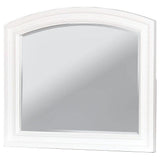 Benzara 36 Inch Wooden Frame Mirror with Arched Top, White BM233766 White Solid Wood, Veneer, and Mirror BM233766