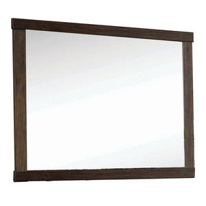 Benzara 37 Inch Mirror with Rectangular Wooden Frame, Brown BM233767 Brown Solid Wood and Mirror BM233767