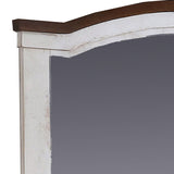 Benzara 39 Inch Wooden Frame Mirror with Arched Top, White BM233768 White Solid Wood, Veneer, and Mirror BM233768