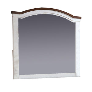 Benzara 39 Inch Wooden Frame Mirror with Arched Top, White BM233768 White Solid Wood, Veneer, and Mirror BM233768