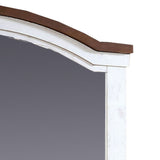 Benzara 39 Inch Wooden Frame Mirror with Arched Top, White BM233768 White Solid Wood, Veneer, and Mirror BM233768