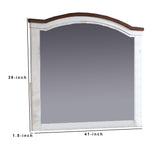 Benzara 39 Inch Wooden Frame Mirror with Arched Top, White BM233768 White Solid Wood, Veneer, and Mirror BM233768