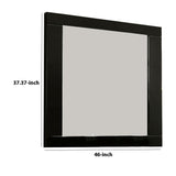 Benzara 37 Inch Rectangular Mirror with Wooden Frame, Black BM233769 Black Solid Wood, Veneer, and Mirror BM233769