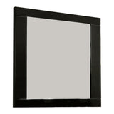 Benzara 37 Inch Rectangular Mirror with Wooden Frame, Black BM233769 Black Solid Wood, Veneer, and Mirror BM233769