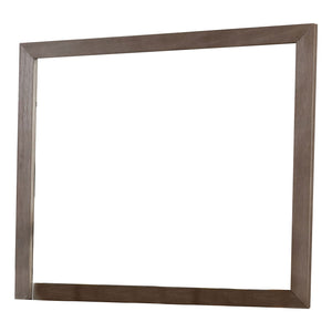 Benzara 36 Inch Mirror with Rectangular Wooden Frame, Brown BM233770 Brown Solid Wood and Mirror BM233770